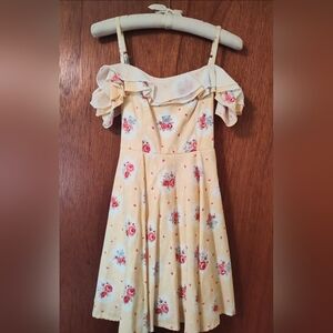 Floral Ruffle Off-Shoulder Mini Dress - Yellow